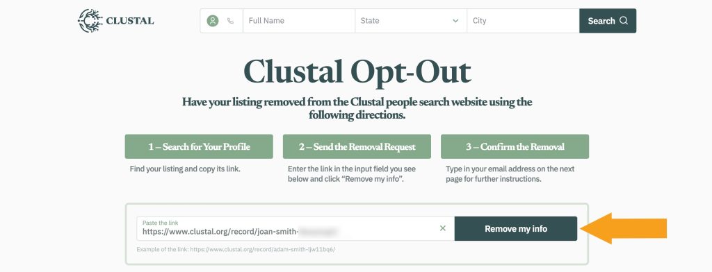Submitting profile URL to opt out of Clustal.org
