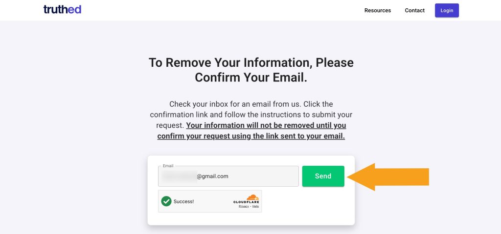 Submitting an email to opt out of Truthed