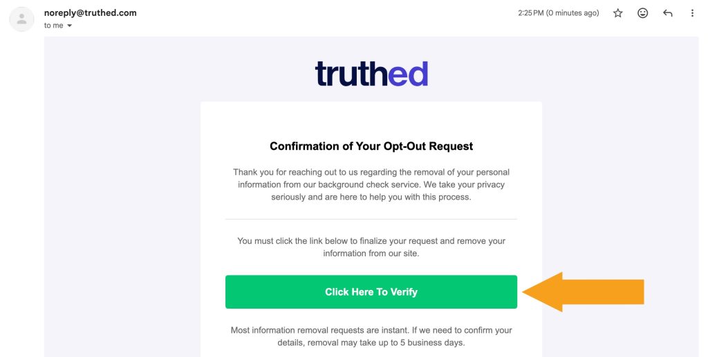 Verification email from Truthed